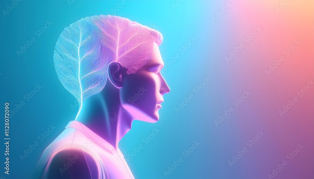 Mental health and depression concepts: Mental health, serene human silhouette in vibrant colors. Mental health and depression concepts: Mental health, serene human silhouette in vibrant colors.