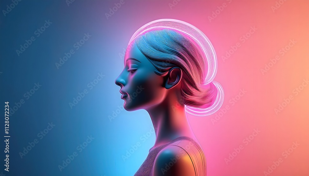 Mental health and depression concepts: Mental health, serene human silhouette in vibrant colors. Mental health and depression concepts: Mental health, serene human silhouette in vibrant colors.