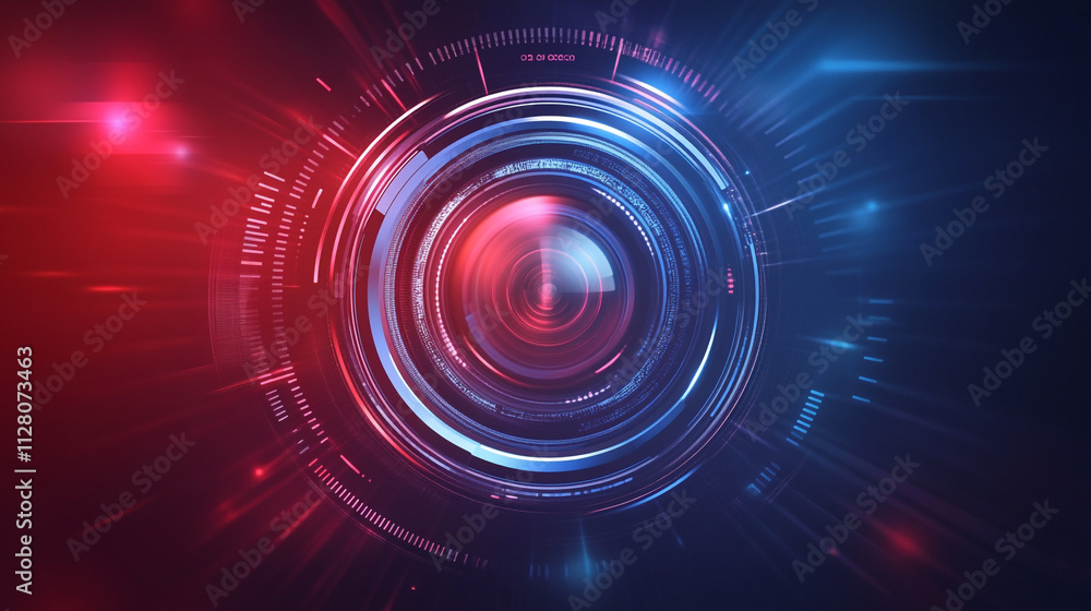 Vivid digital background with circular lens and bright light effects Vivid digital background with circular lens and bright light effects