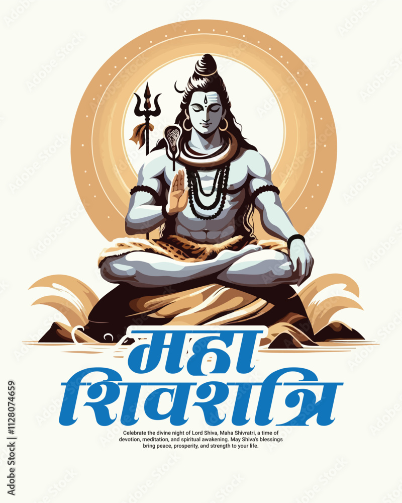 Obraz premium Happy maha shivratri and Subh shivratri with lord shiva social media post banner template