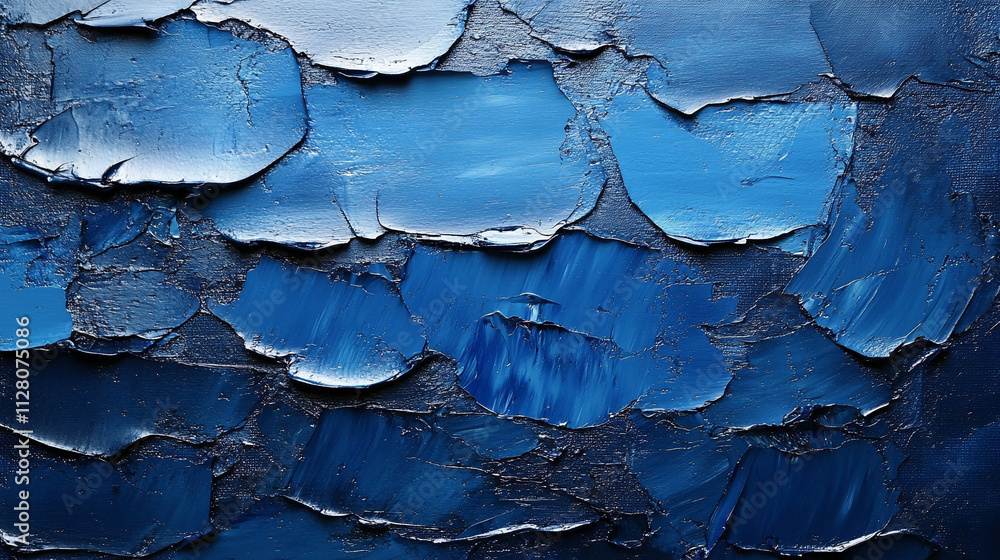 Fototapeta premium Abstract close-up of rough dark blue-colored art conveying depth and texture, evoking a sense of mystery, complexity, and emotional intensity, with a focus on intricate details and rich color contrast