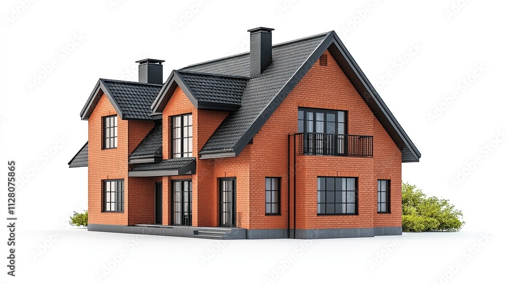 Isolated luxury modern home on white background, real estate or property concept.3D illustration Isolated luxury modern home on white background, real estate or property concept.3D illustration