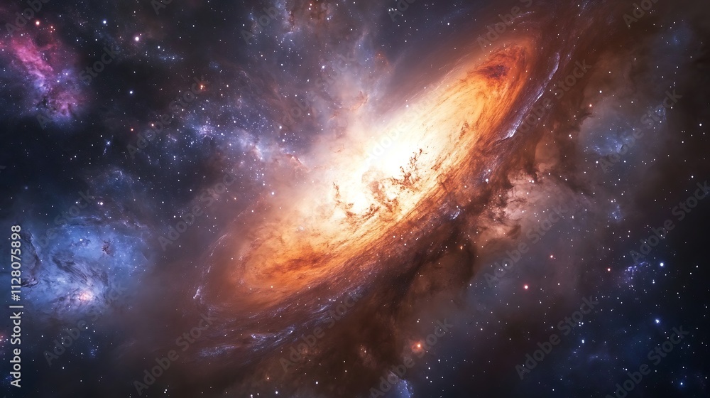 Fiery Cosmic Nebula: A swirling vortex of gas and dust in deep space. Fiery Cosmic Nebula: A swirling vortex of gas and dust in deep space.