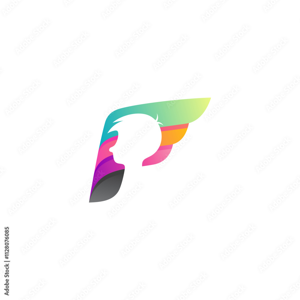 Kids logo and wing design combination, 3d style design Kids logo and wing design combination, 3d style design