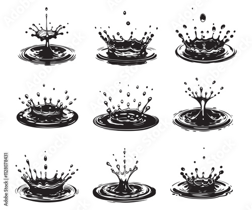 Canvas Print Dynamic Water Splash Silhouette Design