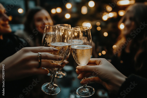 shots of people toasting with champagne