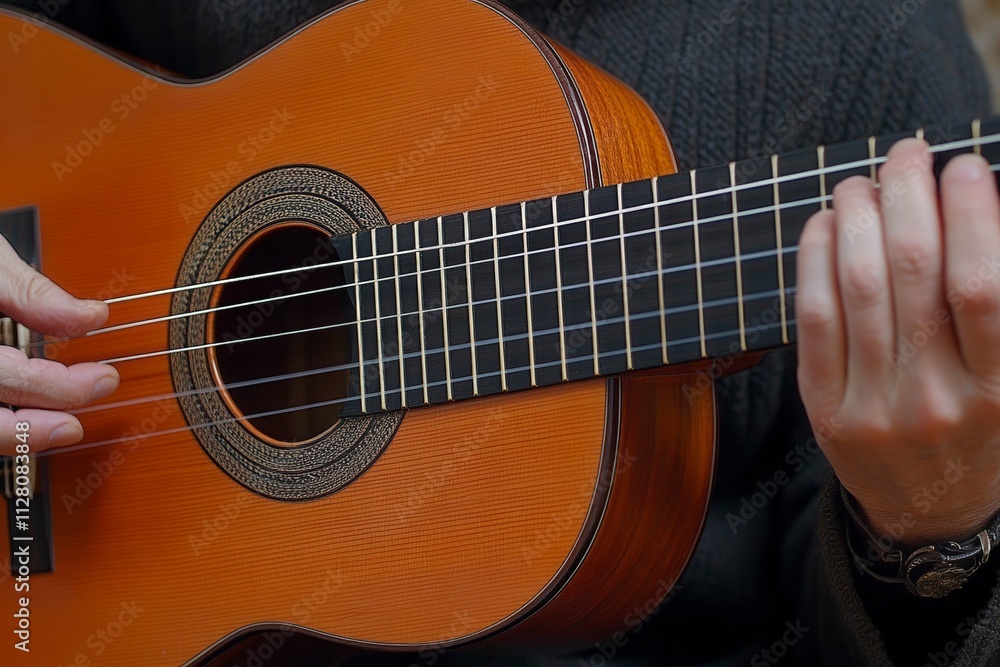 Fototapeta premium Close-up of Guitar Playing Hands