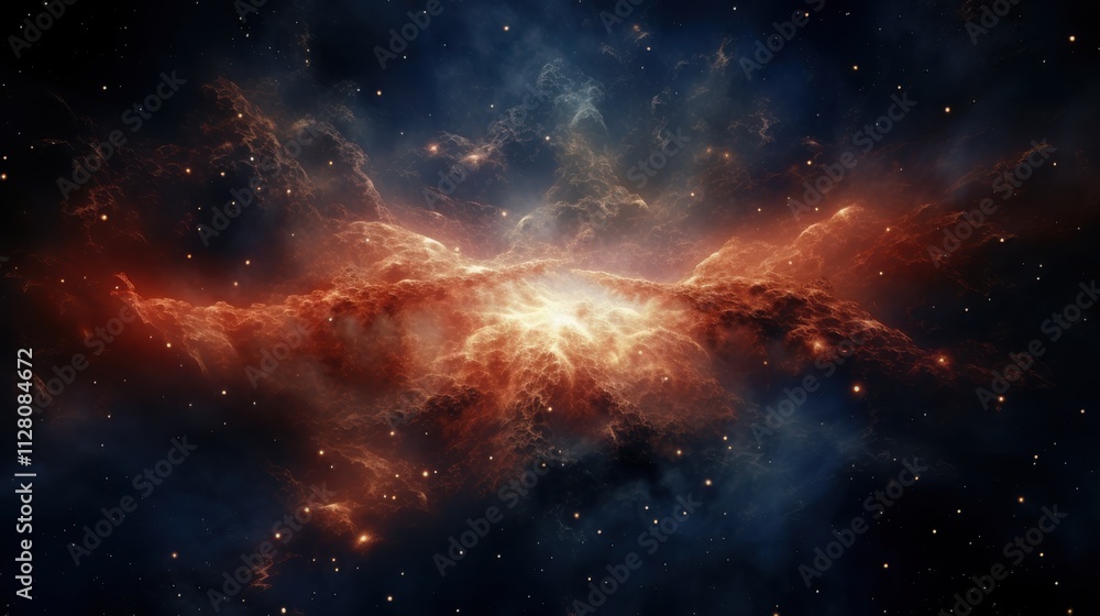 Fiery Nebula Cosmic Clouds Illuminated by Stars Fiery Nebula Cosmic Clouds Illuminated by Stars
