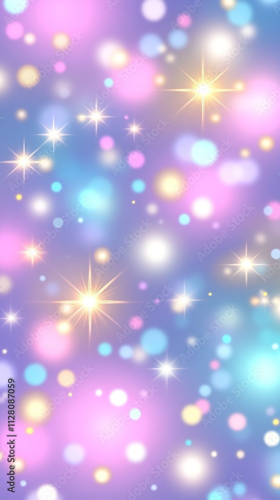 Vibrant bokeh pattern with colorful lights and sparkling stars in a dreamy atmosphere Vibrant bokeh pattern with colorful lights and sparkling stars in a dreamy atmosphere