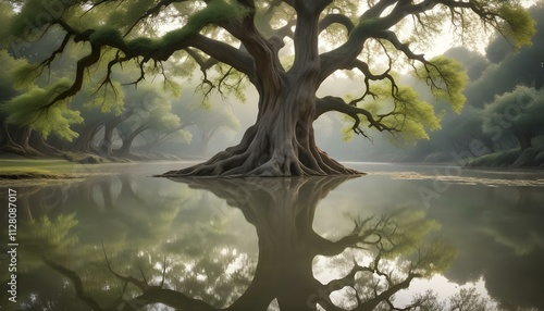 Green Forest Sun Sky Pine Bamboo Trees Jungle Canopy Background Summer Spring Autmn Camping Travel