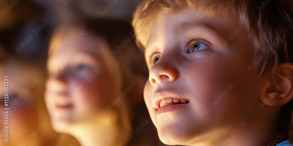 A child gazes with wide eyes and a joyful expression, embodying innocence, curiosity, and fascination, bringing to life the emotions associated with discovery and wonder. A child gazes with wide eyes and a joyful expression, embodying innocence, curiosity, and fascination, bringing to life the emotions associated with discovery and wonder.