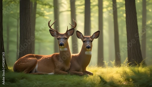 Green Forest Sun Sky Pine Bamboo Trees Jungle Canopy Background Summer Spring Autmn Camping Travel