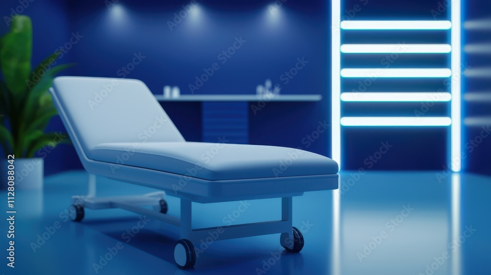 Modern clinic room with a comfortable bed. Modern clinic room with a comfortable bed.