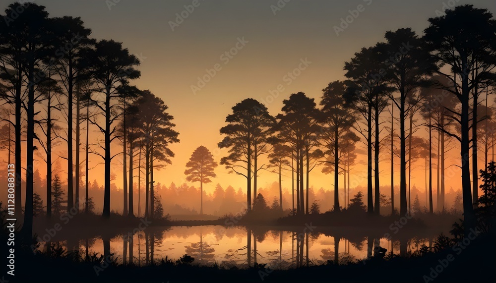 Obraz premium Green Forest Sun Sky Pine Bamboo Trees Jungle Canopy Background Summer Spring Autmn Camping Travel