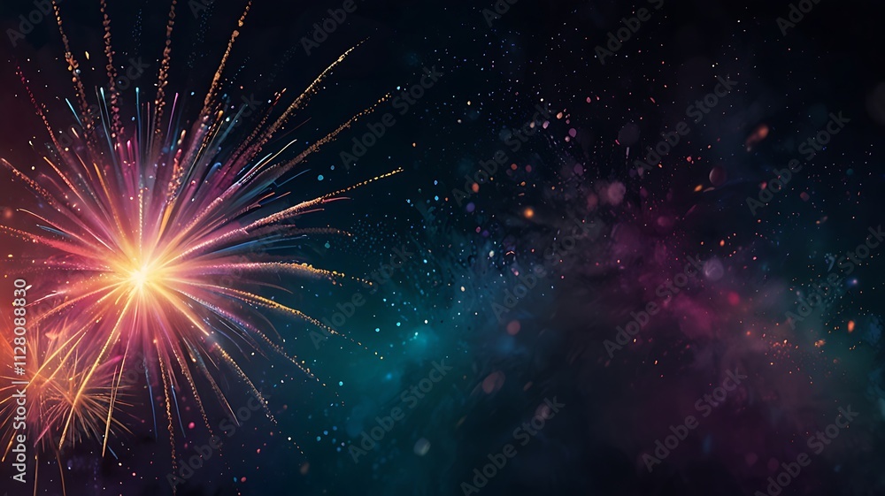 Fototapeta premium background copy space explosion of fireworks with bright colors, new year, festival, greeting