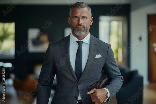 Professional Man with Briefcase in Modern Office