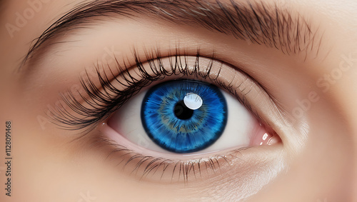  Mesmerizing Close-Up of a Deep Blue Eye with Striking Clarity and Intricate Iris Patterns - AI-generated