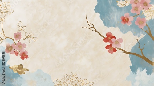 Abstract background with typical Japanese ornaments, colorful, made with AI Generative	