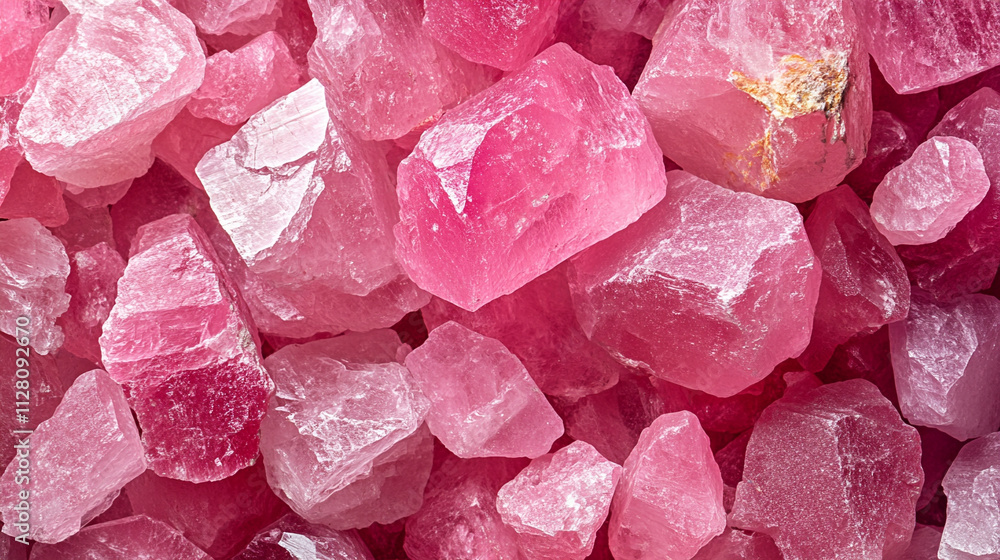Closeup of numerous pink rose quartz stones in various sizes creating a soft and calming texture symbolizing love healing emotional balance and spiritual connection in a harmonious display Closeup of numerous pink rose quartz stones in various sizes creating a soft and calming texture symbolizing love healing emotional balance and spiritual connection in a harmonious display