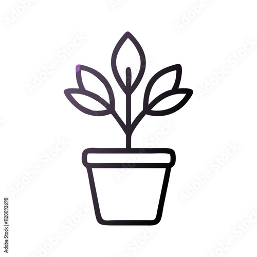 Simple linear illustration of an indoor plant symbolizing growth, life and the possibility of new beginnings.Vector icon for website and social media design