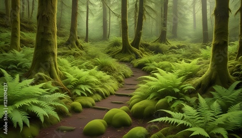 Green Forest Sun Sky Pine Bamboo Trees Jungle Canopy Background Summer Spring Autmn Camping Travel