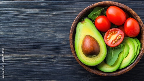 Nutrient-packed bowl fresh greens and cherry tomatoes delight