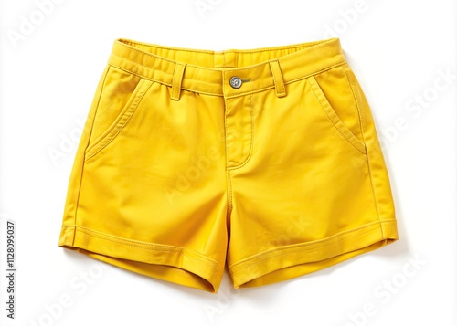 Yellow Shorts Icon Isolated on a Clean Background for Fashion and Summer Concepts, Highlighting Vibrant Colors and Trendy Styles, Perfect for Lifestyle and Apparel Marketing