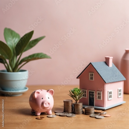 investment, piggy bank, coins , miniatur home