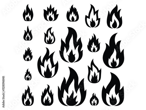 fire flames silhouettes set 