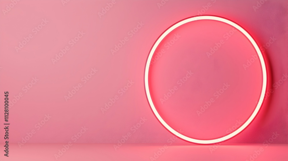 Minimalist Neon Circle on Soft Pink Background Minimalist Neon Circle on Soft Pink Background
