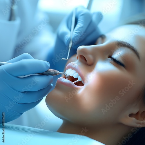 Professional Dental Cleaning: Close-up of Teeth Cleaning Procedure