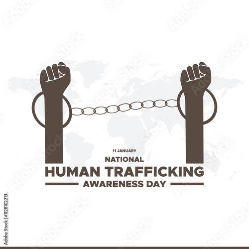 National Human Trafficking Awareness Day, january 11, National Human trafficking Awareness Day. background, banner, card, poster, template. Vector illustration.freedom, slave, red, woman, banner, huma