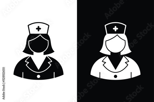 Healthcare Provider Icon. Nurse Silhouettes for Digital Design