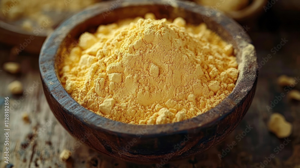 Chickpea Flour Known as Besan is a Natural Yellow Powder for Cooking and Baking Chickpea Flour Known as Besan is a Natural Yellow Powder for Cooking and Baking