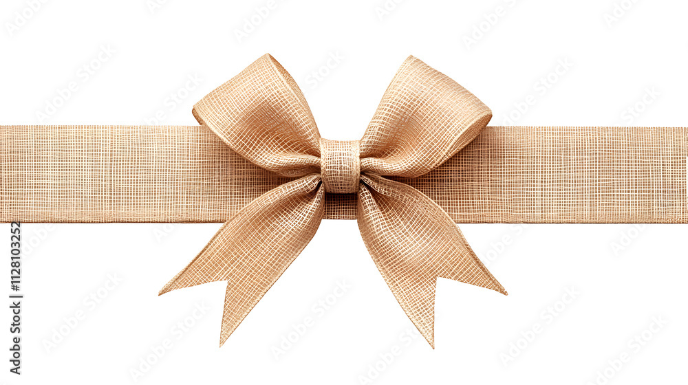 Fototapeta premium ecological packaging with natural ribbon and bow isolated against transparent background