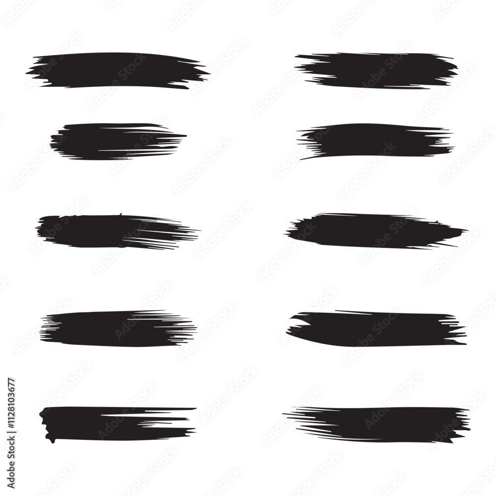 Brush strokes vector. Set of text boxes. Paintbrush collection. Grunge design elements. Dirty texture banners. Painted rectangles and long strokes Brush strokes vector. Set of text boxes. Paintbrush collection. Grunge design elements. Dirty texture banners. Painted rectangles and long strokes