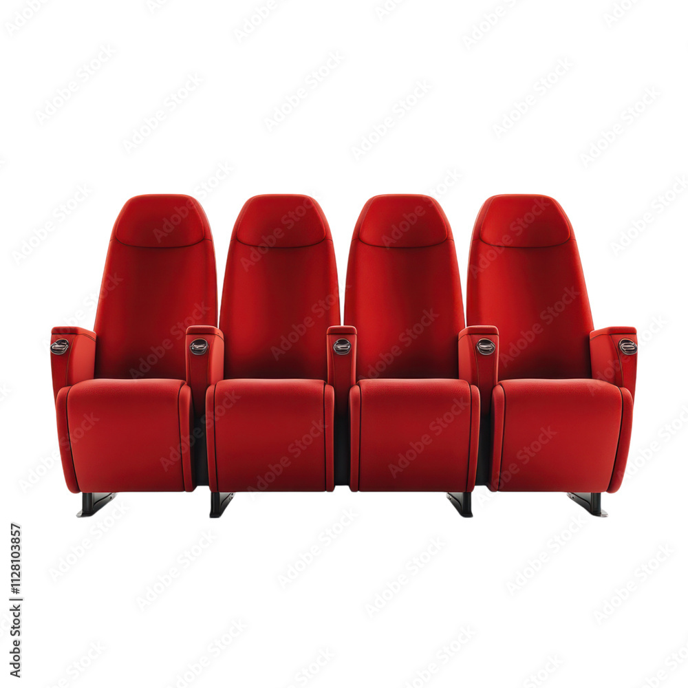 Fototapeta premium Four Red Seats on Transparent Background