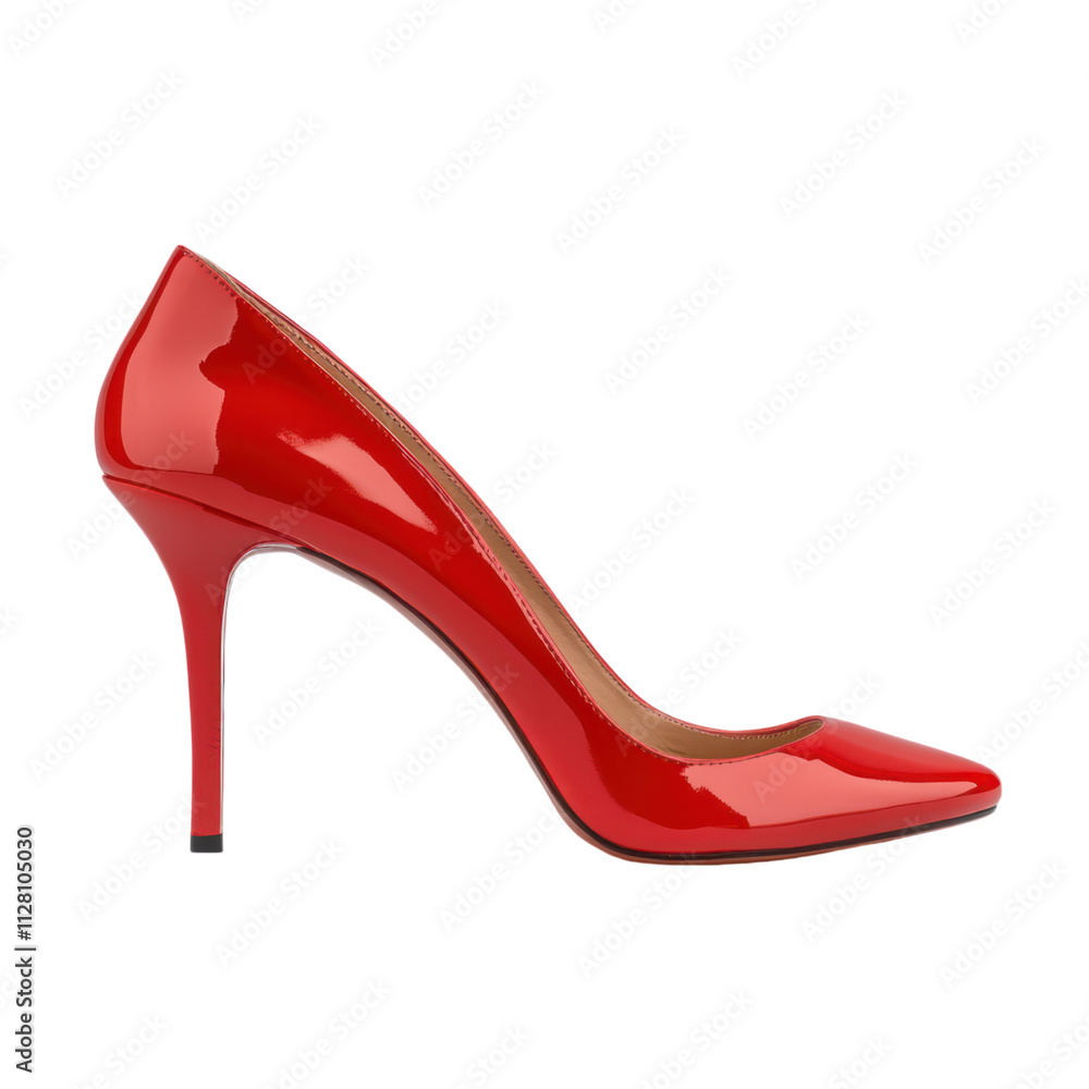 Red Patent Leather Pumps on Transparent Background Red Patent Leather Pumps on Transparent Background