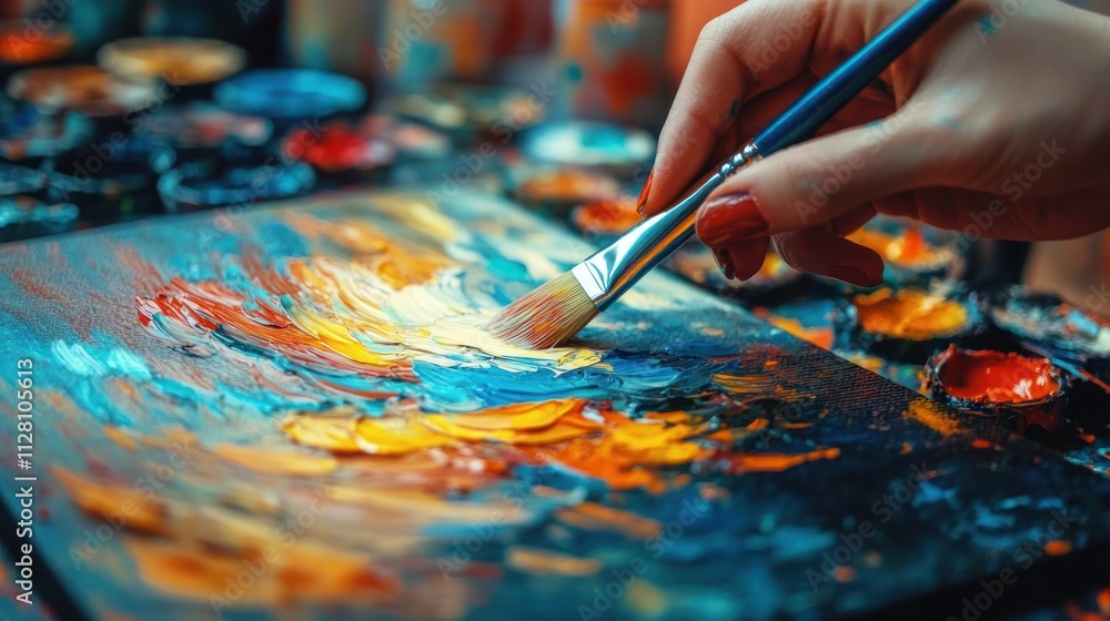 Fototapeta premium Art Therapy Workshop for Emotional Well-Being and Creative Expression with Painting and Relaxation