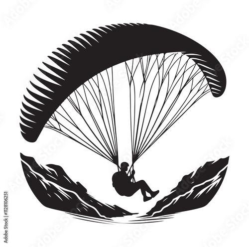 Paragliding Parachute silhouette vector illustration