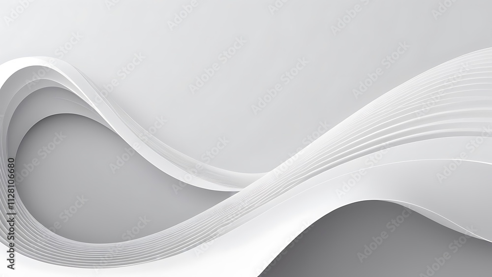 Minimalist Digital Abstract Artwork with Flowing White Wave Design on Soft Gray Background Minimalist Digital Abstract Artwork with Flowing White Wave Design on Soft Gray Background