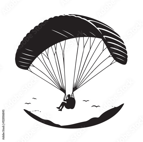 Paragliding Parachute silhouette vector illustration