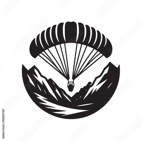 Paragliding Parachute silhouette vector illustration