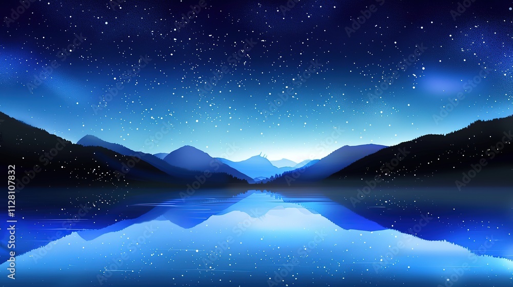 Fototapeta premium Blue technology sense starry night scenery