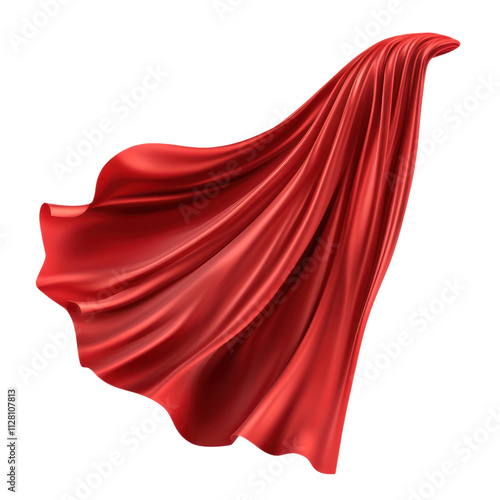 Red Cape Flowing in the Wind on Transparent Background photo