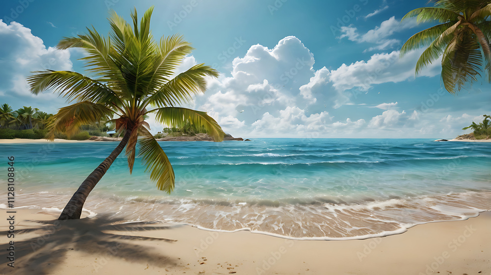 Tropical beach AI digital illustration Tropical beach AI digital illustration