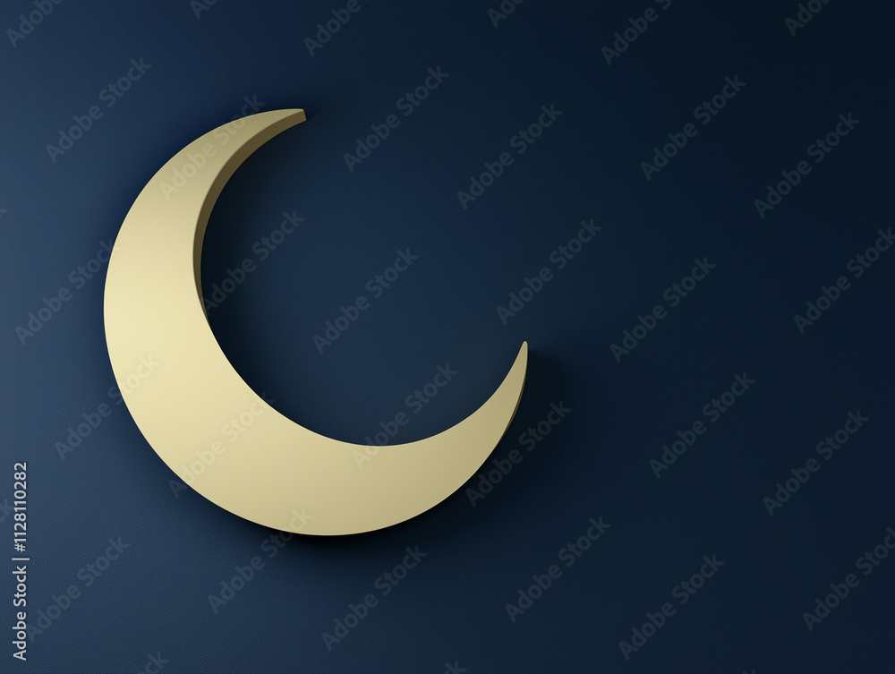 Minimalist 3D crescent with soft curves isolated Minimalist 3D crescent with soft curves isolated