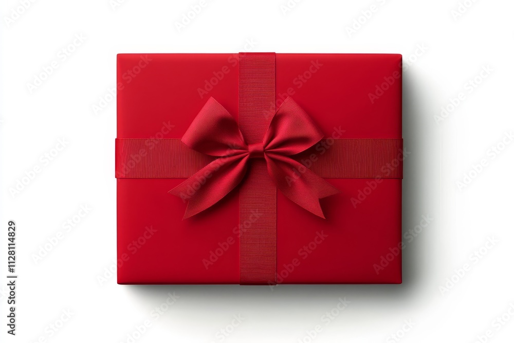 Red gift box with ribbon isolated on white background. Red gift box with ribbon isolated on white background.