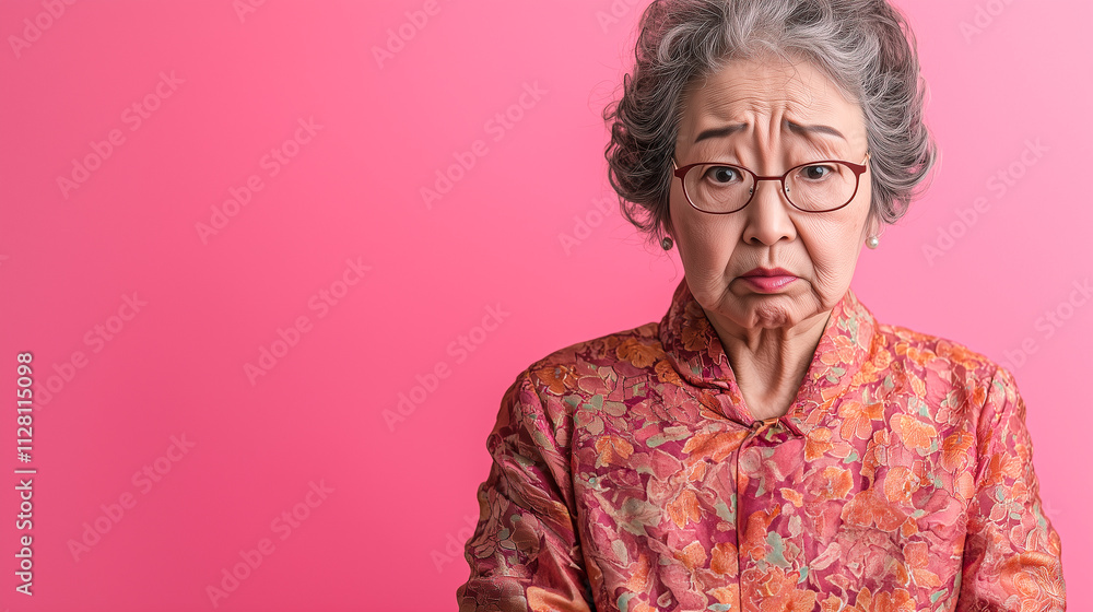 Senior Chinese Woman with a Tired Expression Senior Chinese Woman with a Tired Expression