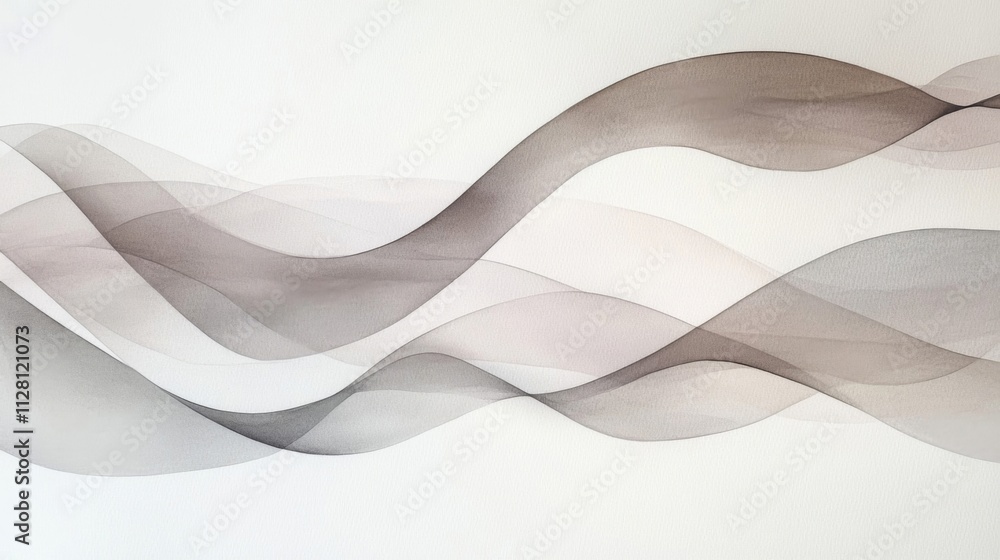 Fototapeta premium Abstract Gray Waves Flowing Across White Background
